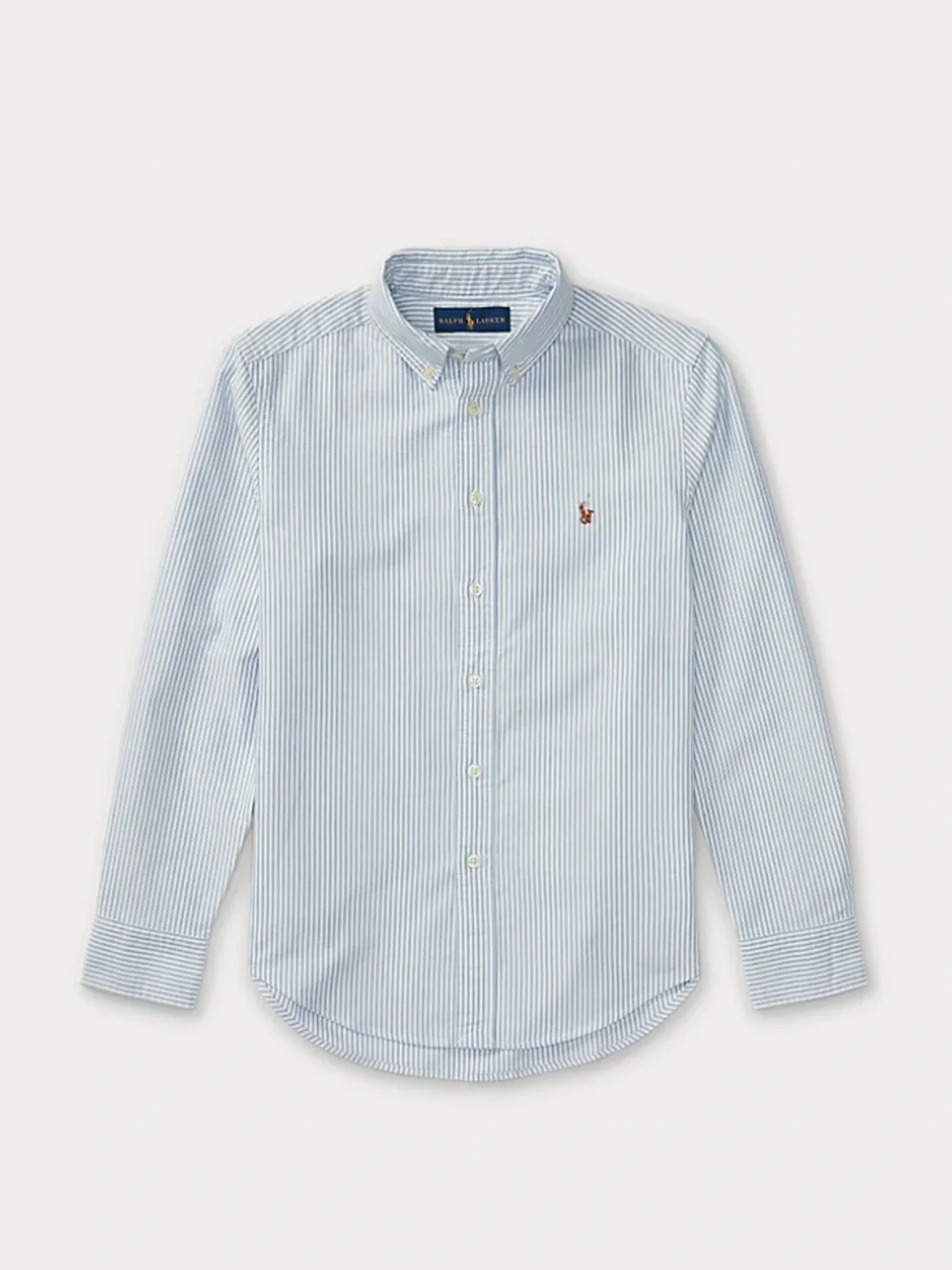 Ralph Lauren Boys Size 6 Blue White Striped Cotton Oxford Button Down Shirt EUC